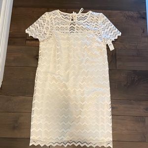 LOFT cream chevron dress. Size 12